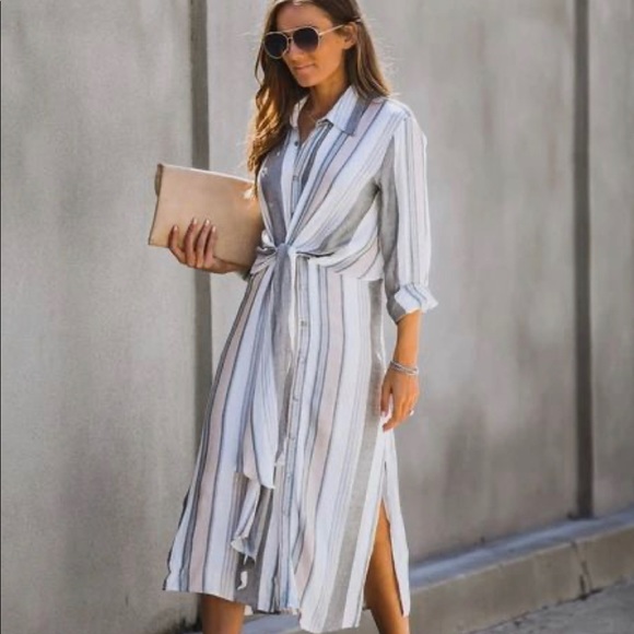 The Tide is High Button Down Tie Front Dress